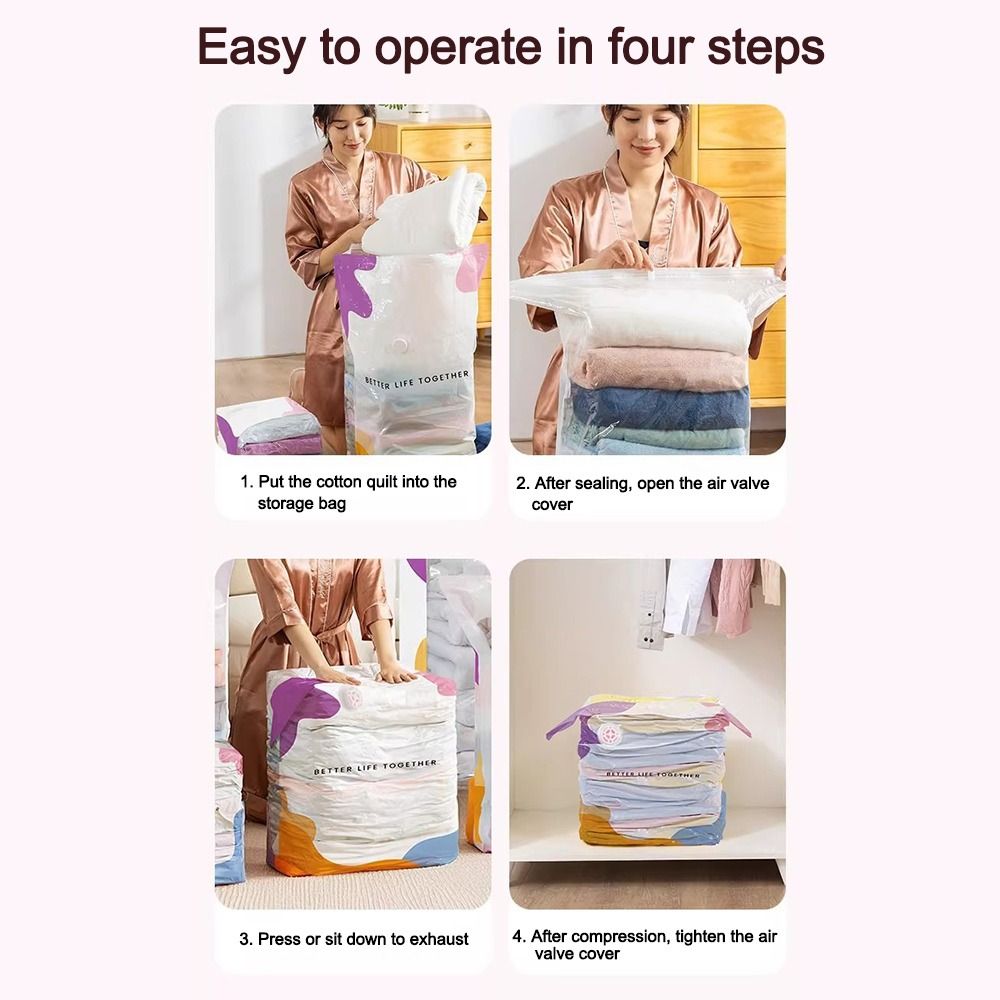 Compression Bag Vacuum - Pompasız Vakumlu Saklama Torbaları Toz Geçirmez