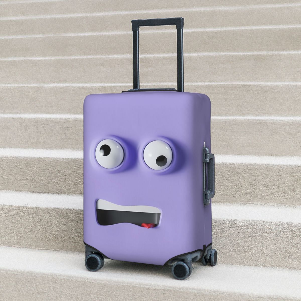 Travel Accessories To 3D Print - Komik İfade Baskılı Bavul Kapağı 3d
