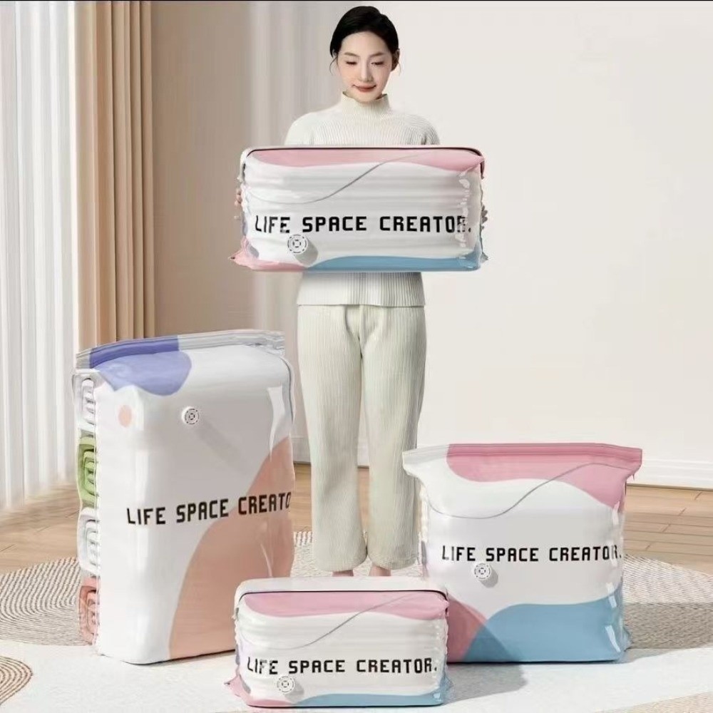 Compression Bag Vacuum - Vakumlu Saklama Torbaları, Basarak Kapatılabilir, Küp