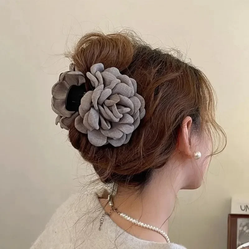 Travel Accessories For Girls - Fransız kumaş gül çiçek saç pençe