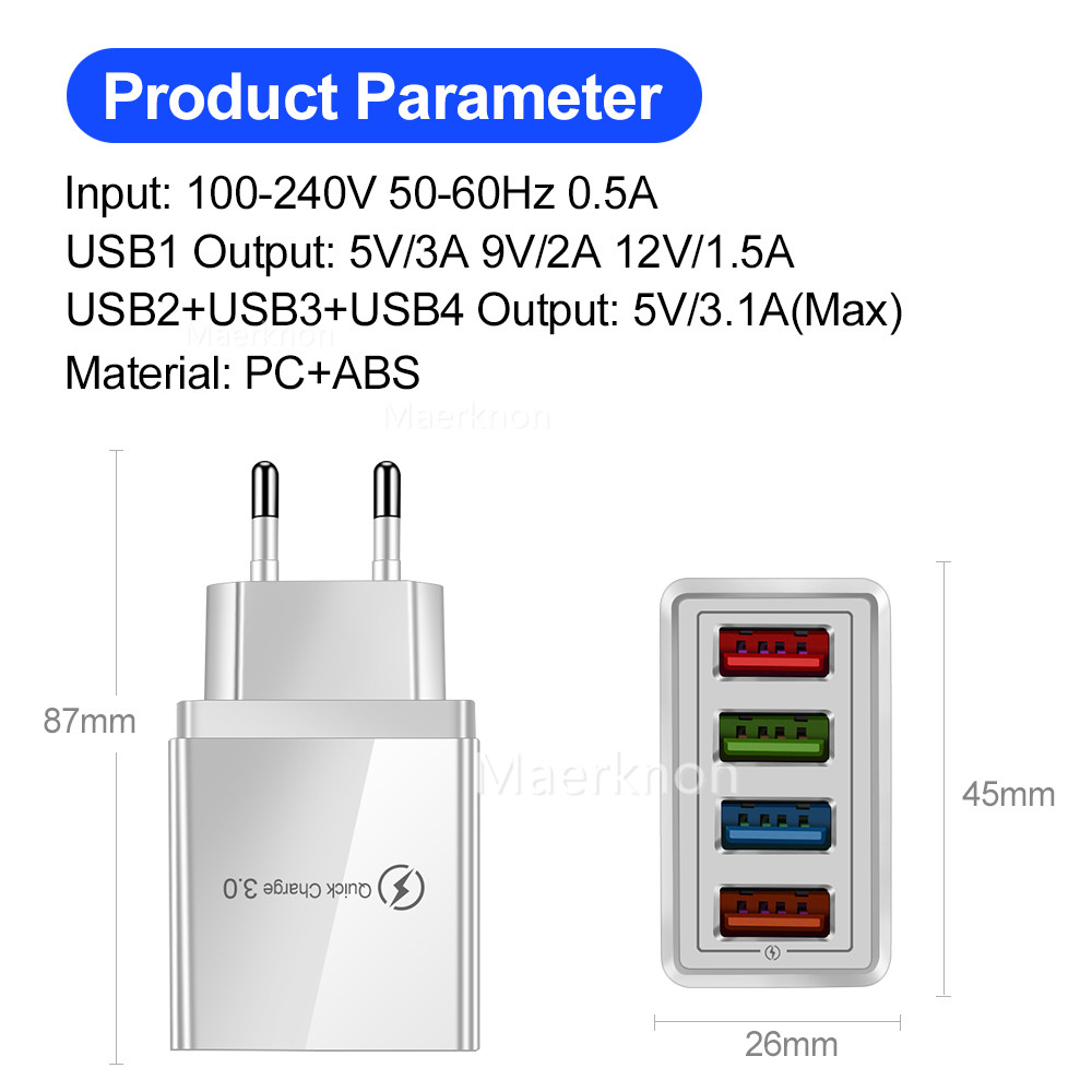 4 USB Hızlı Şarj Başlığı AB/AB - Travel Accessories Iphone incelemesi ve fiyatı